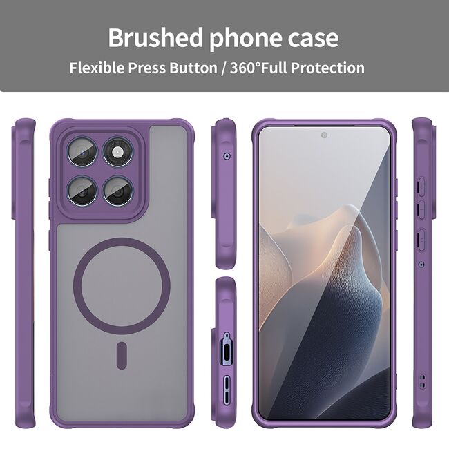 Husa pentru  Motorola Edge 60 Fusion / Edge 60 cu protectie pentru lentile si MagSafe EasyCharge, Ghost Series Anti-ingalbenire, frosted - Mov