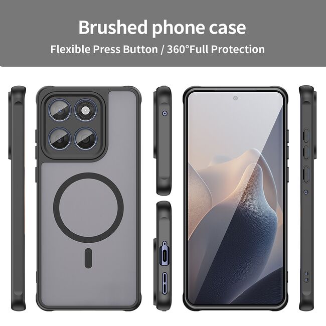 Husa pentru  Motorola Edge 60 Fusion / Edge 60 cu protectie pentru lentile si MagSafe EasyCharge, Ghost Series Anti-ingalbenire, frosted - Negru