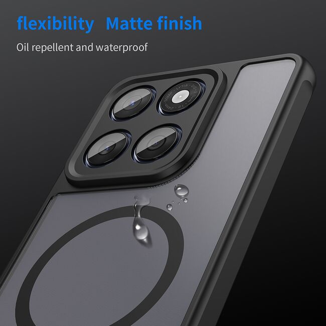 Husa pentru  Motorola Edge 60 Fusion / Edge 60 cu protectie pentru lentile si MagSafe EasyCharge, Ghost Series Anti-ingalbenire, frosted - Negru