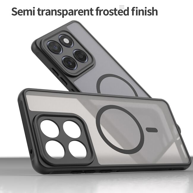 Husa pentru  Motorola Edge 60 Fusion / Edge 60 cu protectie pentru lentile si MagSafe EasyCharge, Ghost Series Anti-ingalbenire, frosted - Negru