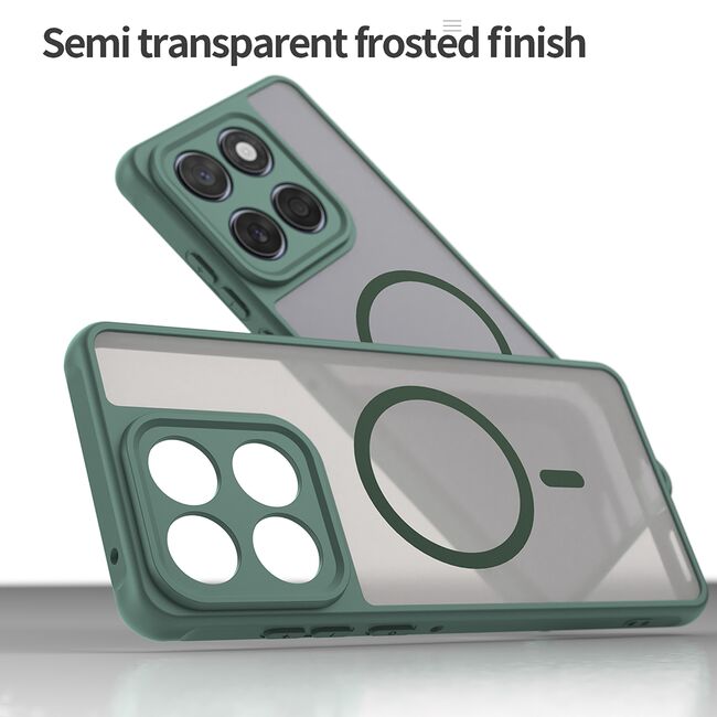 Husa pentru  Motorola Edge 60 Fusion / Edge 60 cu protectie pentru lentile si MagSafe EasyCharge, Ghost Series Anti-ingalbenire, frosted - Verde