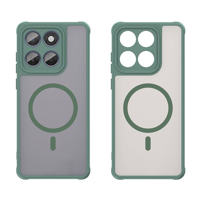 Husa pentru  Motorola Edge 60 Fusion / Edge 60 cu protectie pentru lentile si MagSafe EasyCharge, Ghost Series Anti-ingalbenire, frosted - Verde