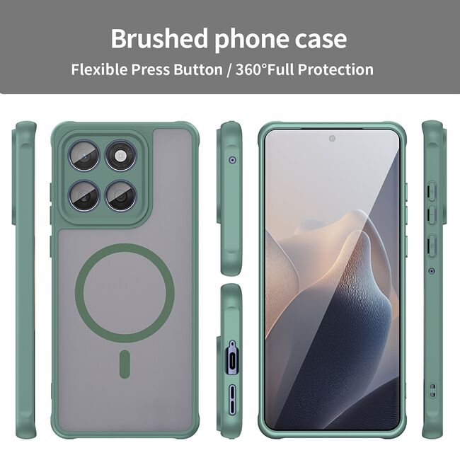 Husa pentru  Motorola Edge 60 Fusion / Edge 60 cu protectie pentru lentile si MagSafe EasyCharge, Ghost Series Anti-ingalbenire, frosted - Verde