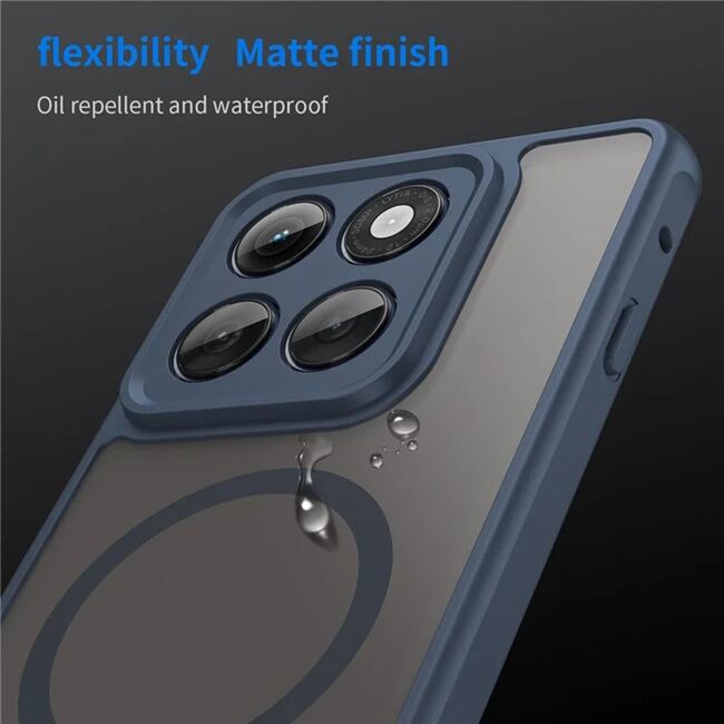 Husa pentru  Motorola Edge 60 Pro cu protectie pentru lentile si MagSafe EasyCharge, Ghost Series Anti-ingalbenire, frosted - Albastru