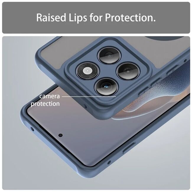 Husa pentru  Motorola Edge 60 Pro cu protectie pentru lentile si MagSafe EasyCharge, Ghost Series Anti-ingalbenire, frosted - Albastru