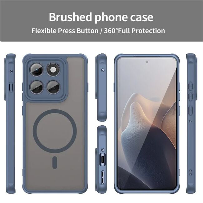 Husa pentru  Motorola Edge 60 Pro cu protectie pentru lentile si MagSafe EasyCharge, Ghost Series Anti-ingalbenire, frosted - Albastru