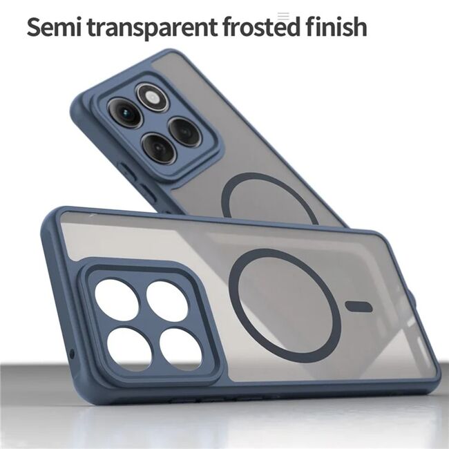 Husa pentru  Motorola Edge 60 Pro cu protectie pentru lentile si MagSafe EasyCharge, Ghost Series Anti-ingalbenire, frosted - Albastru