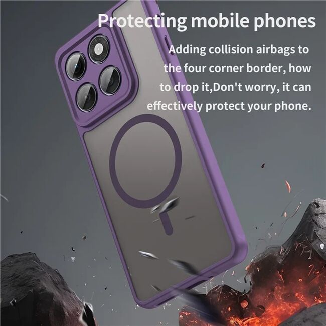 Husa pentru  Motorola Edge 60 Pro cu protectie pentru lentile si MagSafe EasyCharge, Ghost Series Anti-ingalbenire, frosted - Mov