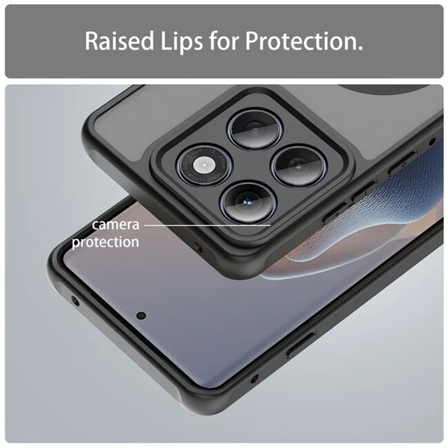 Husa pentru  Motorola Edge 60 Pro cu protectie pentru lentile si MagSafe EasyCharge, Ghost Series Anti-ingalbenire, frosted - Negru