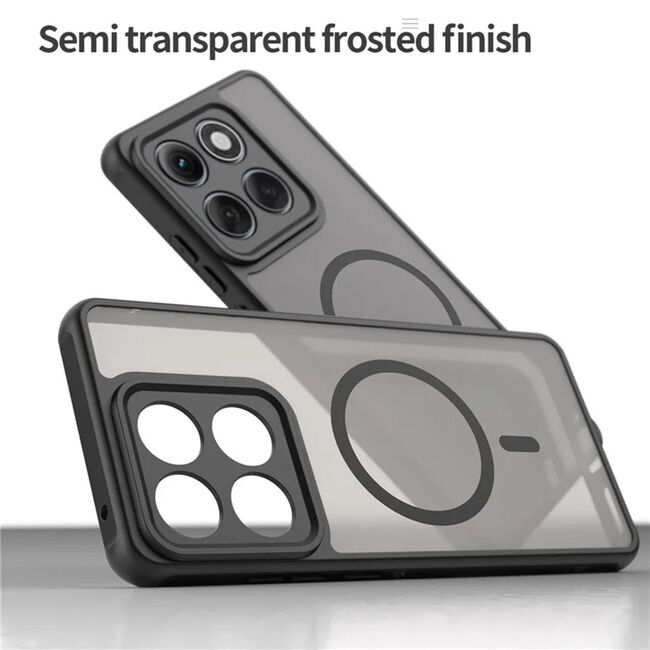 Husa pentru  Motorola Edge 60 Pro cu protectie pentru lentile si MagSafe EasyCharge, Ghost Series Anti-ingalbenire, frosted - Negru