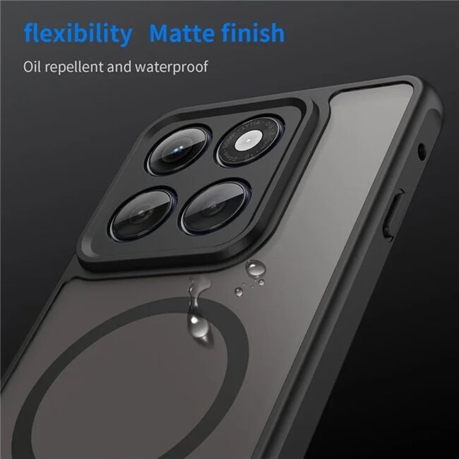 Husa pentru  Motorola Edge 60 Pro cu protectie pentru lentile si MagSafe EasyCharge, Ghost Series Anti-ingalbenire, frosted - Negru