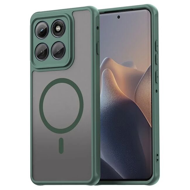 Husa pentru  Motorola Edge 60 Pro cu protectie pentru lentile si MagSafe EasyCharge, Ghost Series Anti-ingalbenire, frosted - Verde