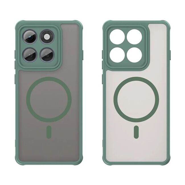 Husa pentru  Motorola Edge 60 Pro cu protectie pentru lentile si MagSafe EasyCharge, Ghost Series Anti-ingalbenire, frosted - Verde