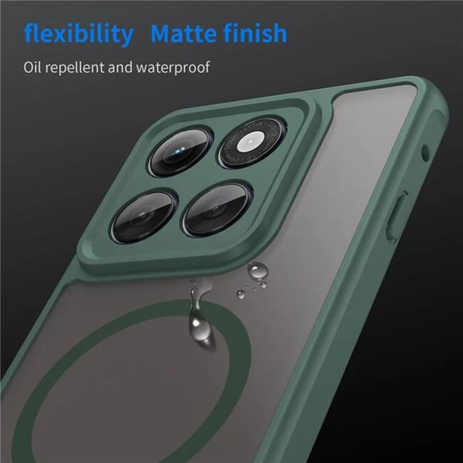 Husa pentru  Motorola Edge 60 Pro cu protectie pentru lentile si MagSafe EasyCharge, Ghost Series Anti-ingalbenire, frosted - Verde