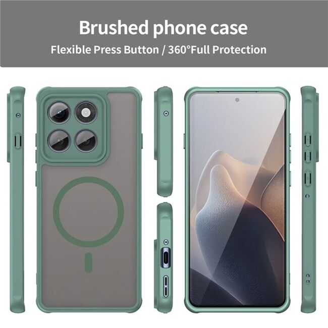 Husa pentru  Motorola Edge 60 Pro cu protectie pentru lentile si MagSafe EasyCharge, Ghost Series Anti-ingalbenire, frosted - Verde