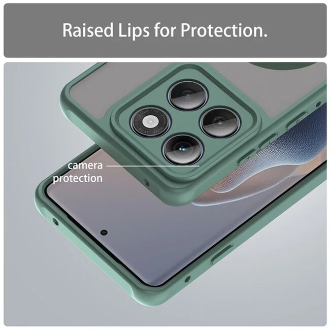 Husa pentru  Motorola Edge 60 Pro cu protectie pentru lentile si MagSafe EasyCharge, Ghost Series Anti-ingalbenire, frosted - Verde
