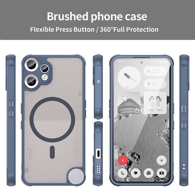 Husa pentru  Nothing CMF Phone 2 Pro cu protectie pentru lentile si MagSafe EasyCharge, Ghost Series Anti-ingalbenire, frosted - Albastru