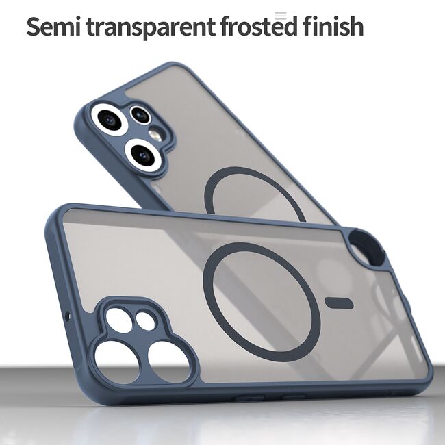 Husa pentru  Nothing CMF Phone 2 Pro cu protectie pentru lentile si MagSafe EasyCharge, Ghost Series Anti-ingalbenire, frosted - Albastru