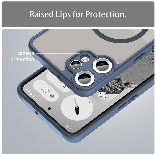 Husa pentru  Nothing CMF Phone 2 Pro cu protectie pentru lentile si MagSafe EasyCharge, Ghost Series Anti-ingalbenire, frosted - Albastru