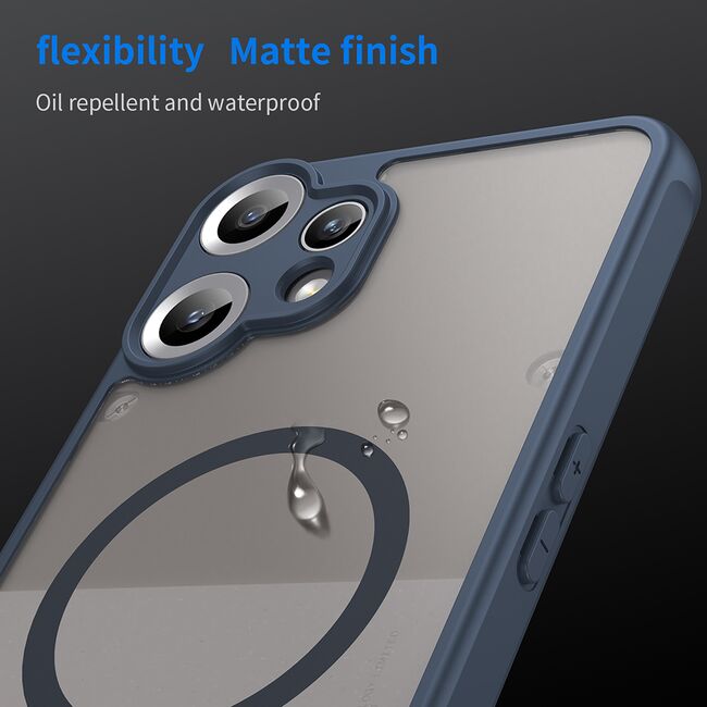 Husa pentru  Nothing CMF Phone 2 Pro cu protectie pentru lentile si MagSafe EasyCharge, Ghost Series Anti-ingalbenire, frosted - Albastru