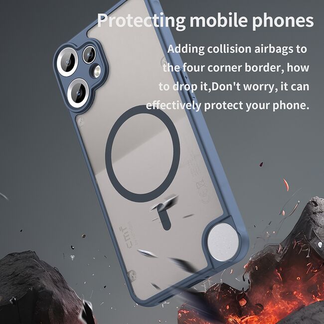 Husa pentru  Nothing CMF Phone 2 Pro cu protectie pentru lentile si MagSafe EasyCharge, Ghost Series Anti-ingalbenire, frosted - Albastru