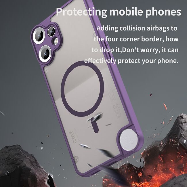Husa pentru  Nothing CMF Phone 2 Pro cu protectie pentru lentile si MagSafe EasyCharge, Ghost Series Anti-ingalbenire, frosted - Mov