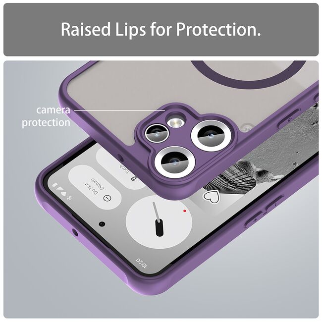 Husa pentru  Nothing CMF Phone 2 Pro cu protectie pentru lentile si MagSafe EasyCharge, Ghost Series Anti-ingalbenire, frosted - Mov