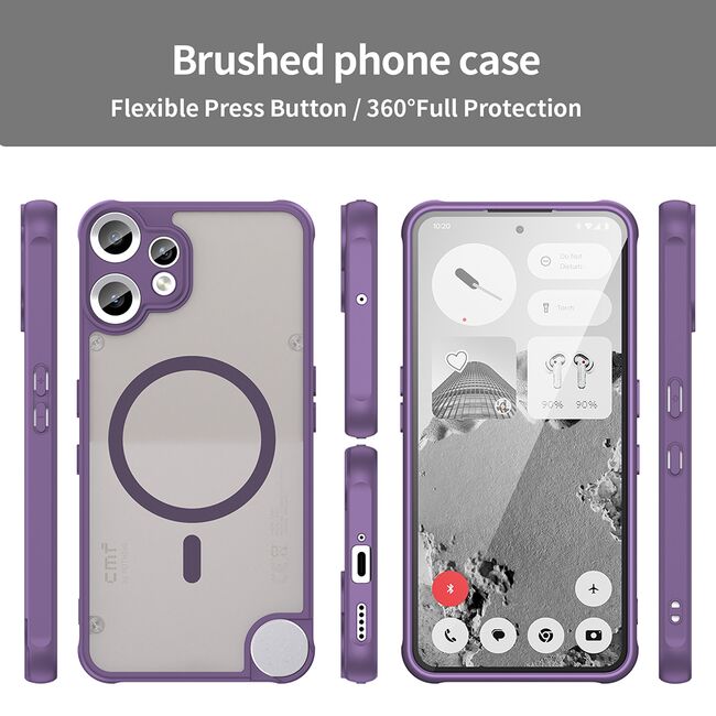 Husa pentru  Nothing CMF Phone 2 Pro cu protectie pentru lentile si MagSafe EasyCharge, Ghost Series Anti-ingalbenire, frosted - Mov