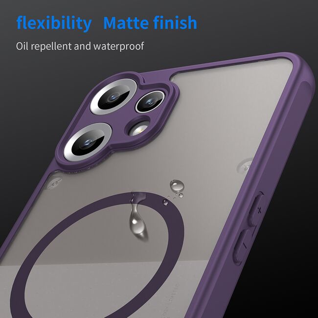 Husa pentru  Nothing CMF Phone 2 Pro cu protectie pentru lentile si MagSafe EasyCharge, Ghost Series Anti-ingalbenire, frosted - Mov