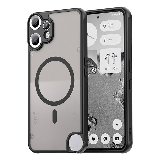 Husa pentru  Nothing CMF Phone 2 Pro cu protectie pentru lentile si MagSafe EasyCharge, Ghost Series Anti-ingalbenire, frosted - Negru