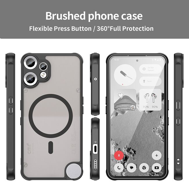 Husa pentru  Nothing CMF Phone 2 Pro cu protectie pentru lentile si MagSafe EasyCharge, Ghost Series Anti-ingalbenire, frosted - Negru