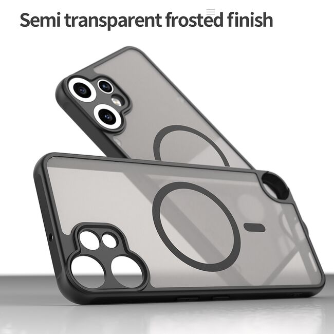 Husa pentru  Nothing CMF Phone 2 Pro cu protectie pentru lentile si MagSafe EasyCharge, Ghost Series Anti-ingalbenire, frosted - Negru