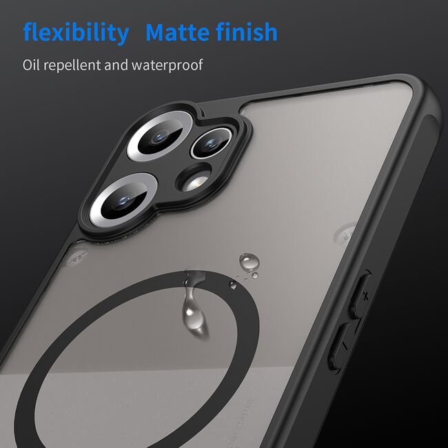 Husa pentru  Nothing CMF Phone 2 Pro cu protectie pentru lentile si MagSafe EasyCharge, Ghost Series Anti-ingalbenire, frosted - Negru