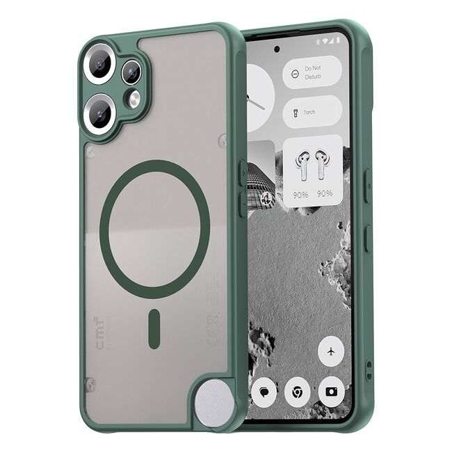 Husa pentru  Nothing CMF Phone 2 Pro cu protectie pentru lentile si MagSafe EasyCharge, Ghost Series Anti-ingalbenire, frosted - Verde