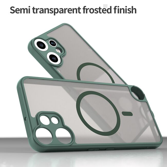 Husa pentru  Nothing CMF Phone 2 Pro cu protectie pentru lentile si MagSafe EasyCharge, Ghost Series Anti-ingalbenire, frosted - Verde