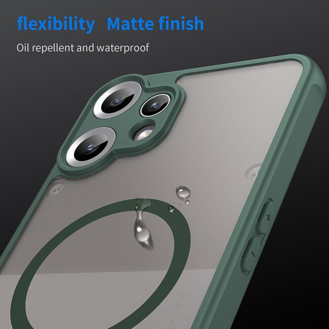 Husa pentru  Nothing CMF Phone 2 Pro cu protectie pentru lentile si MagSafe EasyCharge, Ghost Series Anti-ingalbenire, frosted - Verde