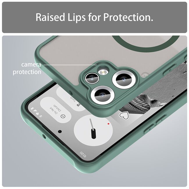 Husa pentru  Nothing CMF Phone 2 Pro cu protectie pentru lentile si MagSafe EasyCharge, Ghost Series Anti-ingalbenire, frosted - Verde