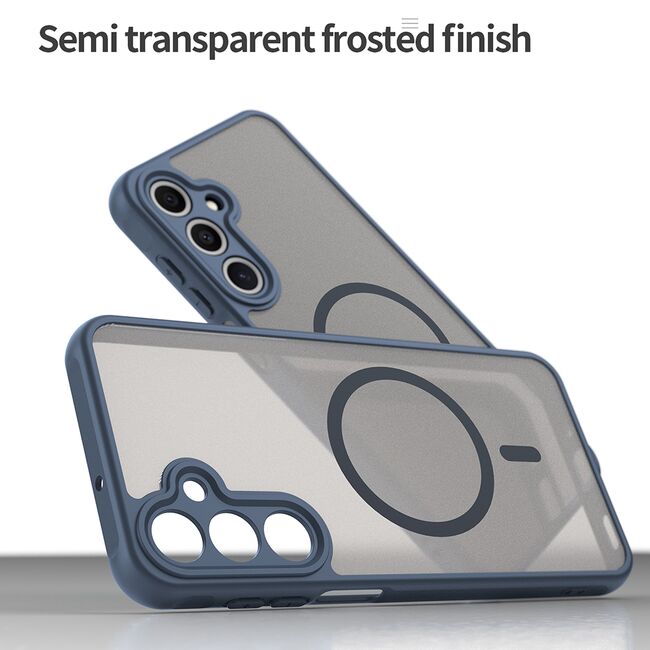 Husa pentru  Samsung Galaxy A16 cu protectie pentru lentile si MagSafe EasyCharge, Ghost Series Anti-ingalbenire, frosted - Albastru