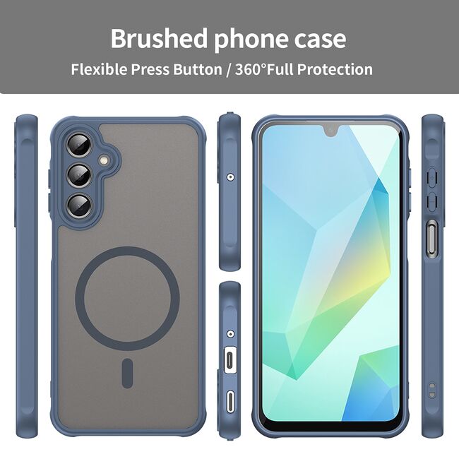 Husa pentru  Samsung Galaxy A16 cu protectie pentru lentile si MagSafe EasyCharge, Ghost Series Anti-ingalbenire, frosted - Albastru