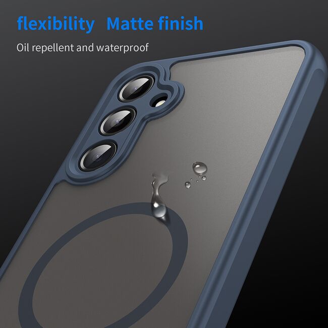 Husa pentru  Samsung Galaxy A16 cu protectie pentru lentile si MagSafe EasyCharge, Ghost Series Anti-ingalbenire, frosted - Albastru