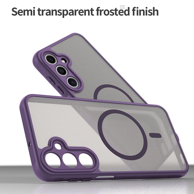 Husa pentru  Samsung Galaxy A16 cu protectie pentru lentile si MagSafe EasyCharge, Ghost Series Anti-ingalbenire, frosted - Mov