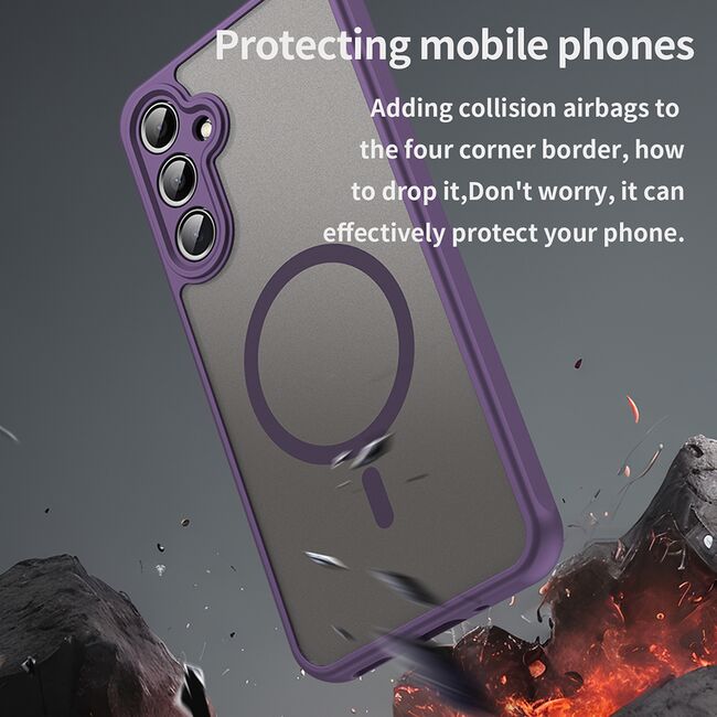 Husa pentru  Samsung Galaxy A16 cu protectie pentru lentile si MagSafe EasyCharge, Ghost Series Anti-ingalbenire, frosted - Mov