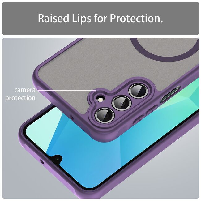 Husa pentru  Samsung Galaxy A16 cu protectie pentru lentile si MagSafe EasyCharge, Ghost Series Anti-ingalbenire, frosted - Mov