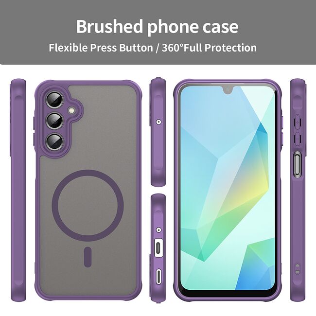 Husa pentru  Samsung Galaxy A16 cu protectie pentru lentile si MagSafe EasyCharge, Ghost Series Anti-ingalbenire, frosted - Mov