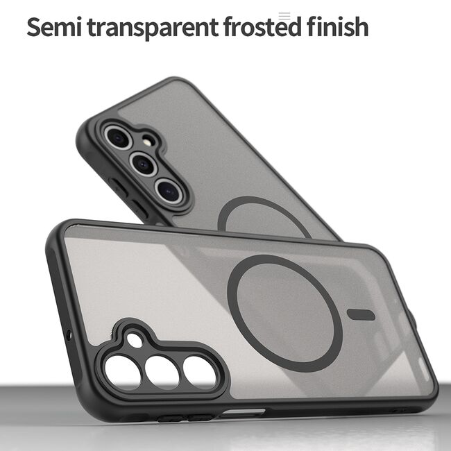 Husa pentru  Samsung Galaxy A16 cu protectie pentru lentile si MagSafe EasyCharge, Ghost Series Anti-ingalbenire, frosted - Negru