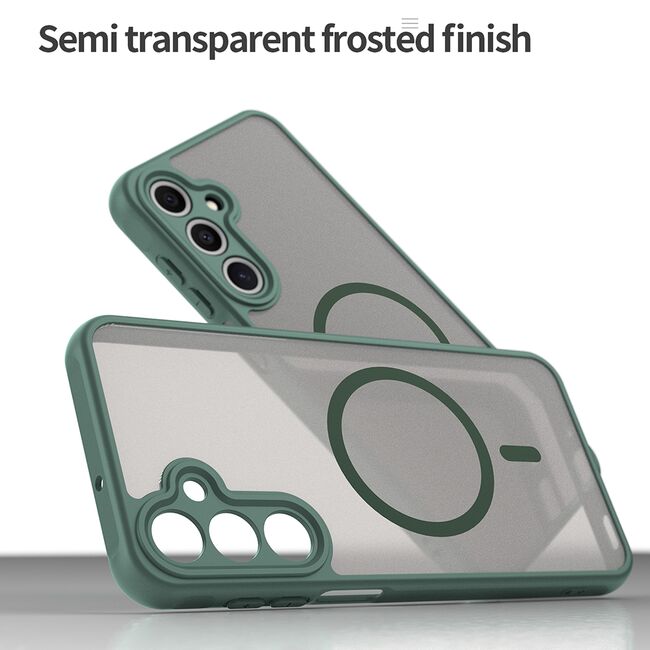 Husa pentru  Samsung Galaxy A16 cu protectie pentru lentile si MagSafe EasyCharge, Ghost Series Anti-ingalbenire, frosted - Verde