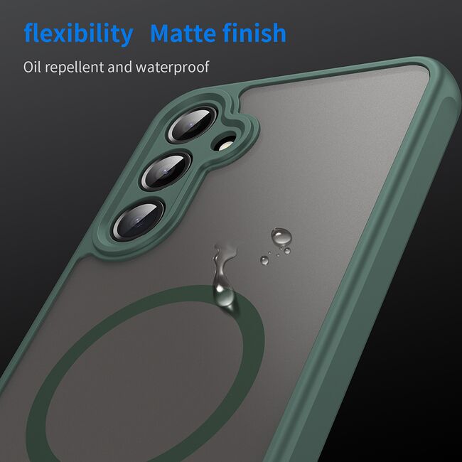 Husa pentru  Samsung Galaxy A16 cu protectie pentru lentile si MagSafe EasyCharge, Ghost Series Anti-ingalbenire, frosted - Verde