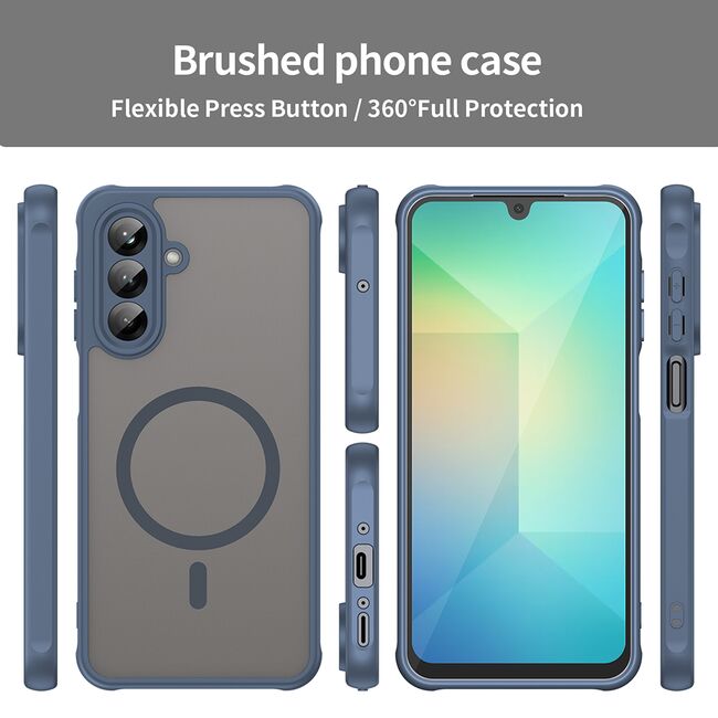 Husa pentru  Samsung Galaxy A26 cu protectie pentru lentile si MagSafe EasyCharge, Ghost Series Anti-ingalbenire, frosted - Albastru