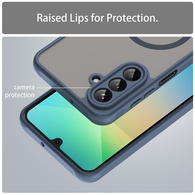 Husa pentru  Samsung Galaxy A26 cu protectie pentru lentile si MagSafe EasyCharge, Ghost Series Anti-ingalbenire, frosted - Albastru