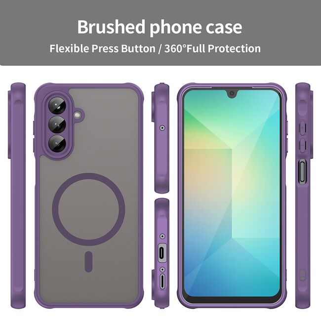 Husa pentru  Samsung Galaxy A26 cu protectie pentru lentile si MagSafe EasyCharge, Ghost Series Anti-ingalbenire, frosted - Mov